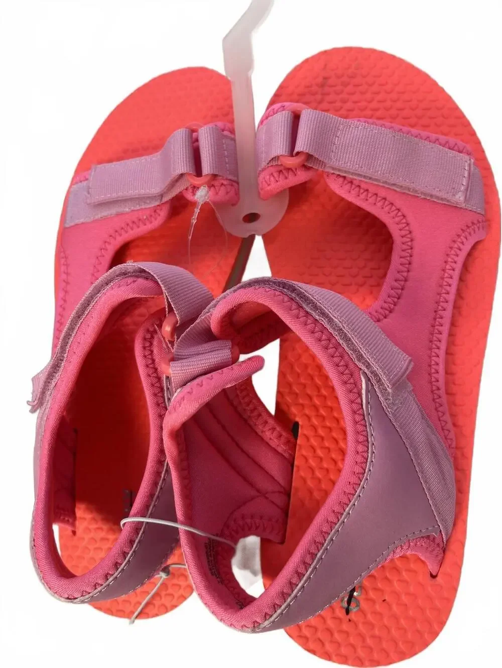 Girls Summer Strap Sandals Old Navy Pink & Coral Adjustable Big Kid Size 5 Shoes